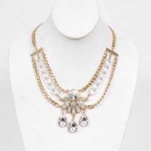 Bijou Drive 3 row gold chain with clear crystal stones necklace